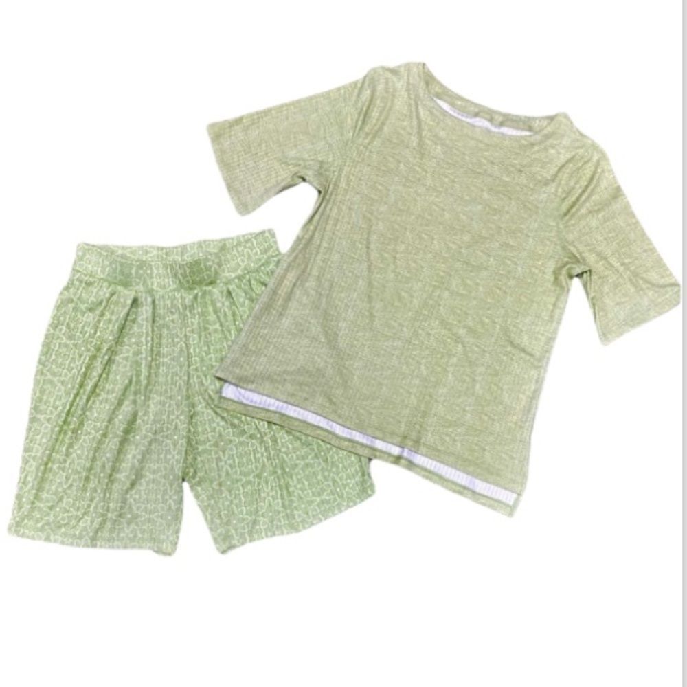 Croft & Barrow Lime Green Pajama Shorts Set Size S